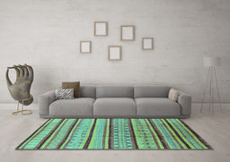 Machine Washable Solid Turquoise Modern Area Rugs in a Living Room,, wshurb1259turq