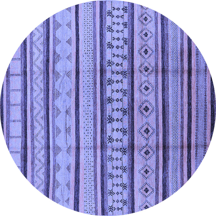 Round Machine Washable Solid Blue Modern Rug, wshurb1259blu