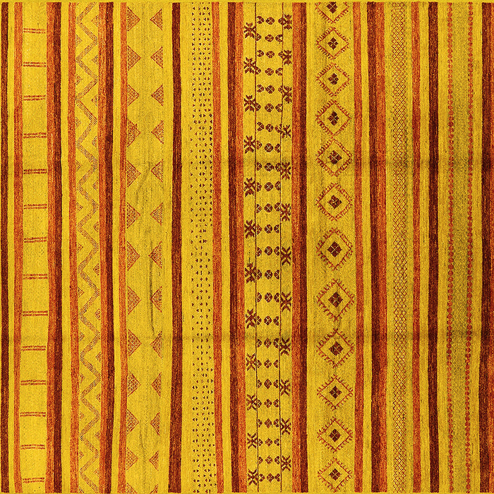 Square Machine Washable Solid Yellow Modern Rug, wshurb1259yw