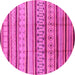 Round Machine Washable Solid Pink Modern Rug, wshurb1259pnk
