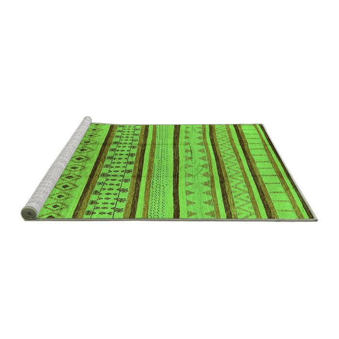 Sideview of Machine Washable Solid Green Modern Area Rugs, wshurb1259grn