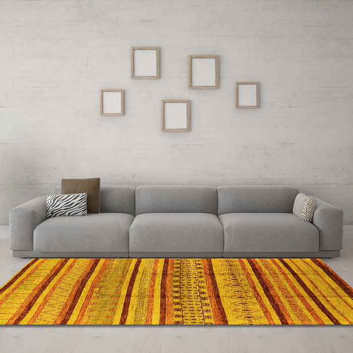 Machine Washable Solid Yellow Modern Rug in a Living Room, wshurb1260yw