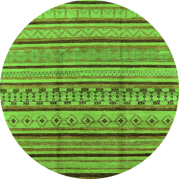 Round Machine Washable Solid Green Modern Area Rugs, wshurb1260grn