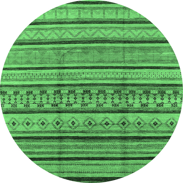 Round Machine Washable Solid Emerald Green Modern Area Rugs, wshurb1260emgrn
