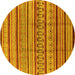 Round Machine Washable Solid Yellow Modern Rug, wshurb1260yw