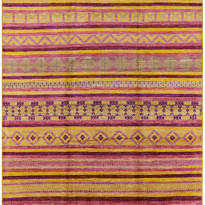 Square Mid-Century Modern Orange Solid Rug, urb1260