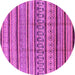 Round Machine Washable Solid Purple Modern Area Rugs, wshurb1260pur