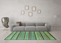 Machine Washable Solid Turquoise Modern Area Rugs in a Living Room,, wshurb1260turq