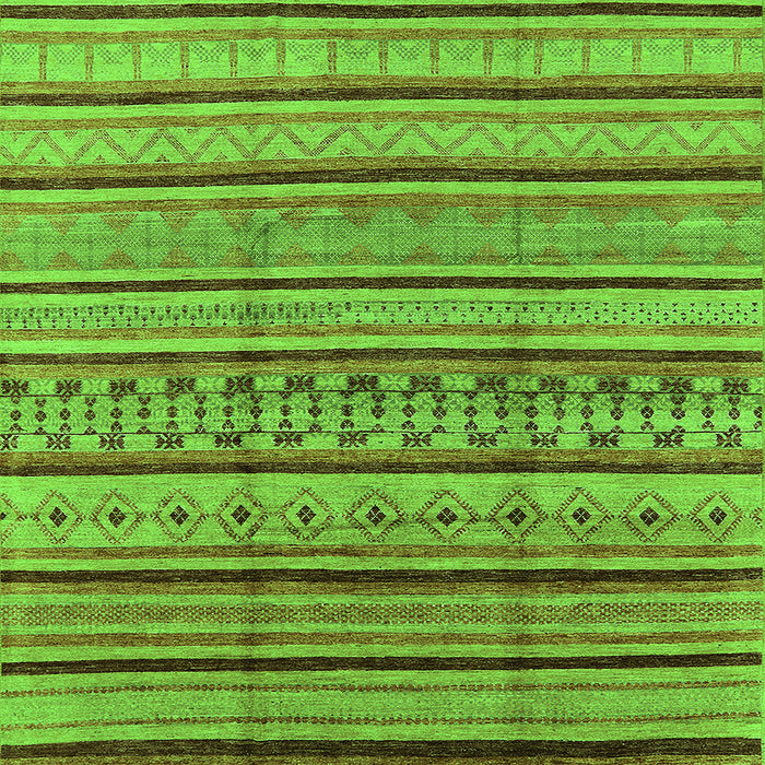 Square Machine Washable Solid Green Modern Area Rugs, wshurb1260grn