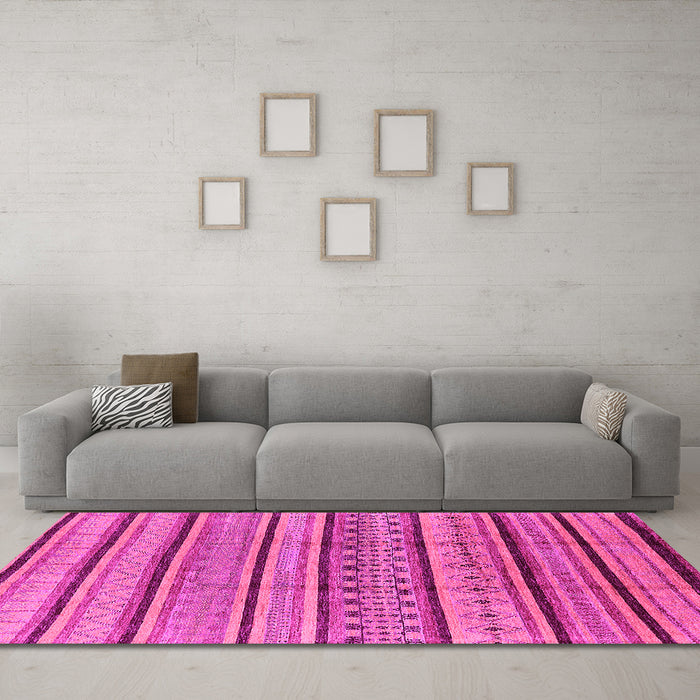 Machine Washable Solid Pink Modern Rug in a Living Room, wshurb1260pnk