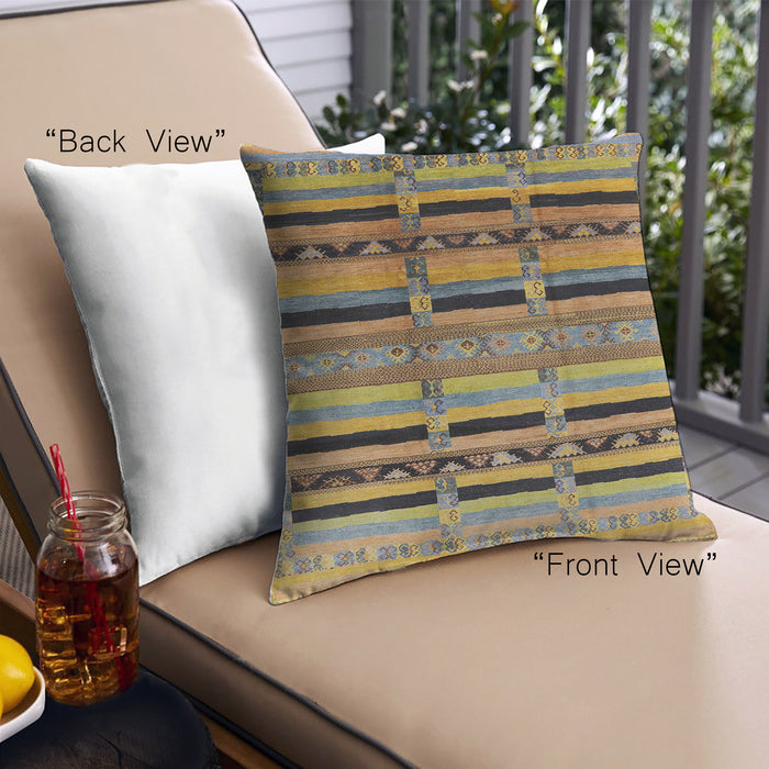 Front View of Mid-Century Modern Urban Square Sepia Brown Throw Pillow, 18 inch by 18 inch, pwurb1261