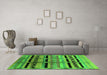 Machine Washable Southwestern Green Country Area Rugs in a Living Room,, wshurb1261grn