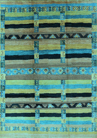 Southwestern Light Blue Country Rug, urb1261lblu