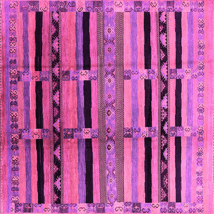 Square Machine Washable Southwestern Pink Country Rug, wshurb1261pnk