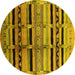 Round Machine Washable Southwestern Yellow Country Rug, wshurb1261yw