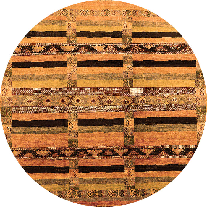 Round Southwestern Orange Country Rug, urb1261org