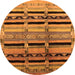 Round Southwestern Orange Country Rug, urb1261org