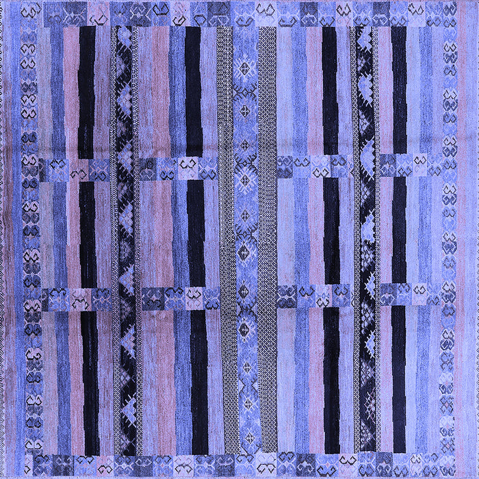 Square Machine Washable Southwestern Blue Country Rug, wshurb1261blu
