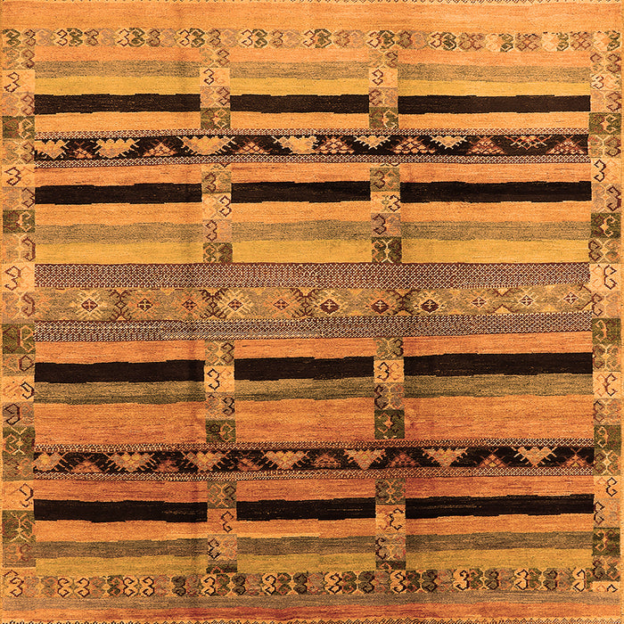 Square Machine Washable Southwestern Orange Country Area Rugs, wshurb1261org
