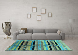 Machine Washable Southwestern Light Blue Country Rug in a Living Room, wshurb1261lblu
