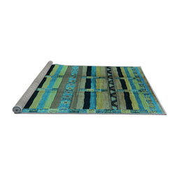 Sideview of Machine Washable Southwestern Light Blue Country Rug, wshurb1261lblu