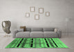 Machine Washable Southwestern Emerald Green Country Area Rugs in a Living Room,, wshurb1261emgrn