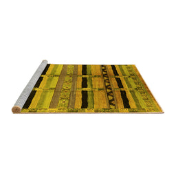 Sideview of Machine Washable Southwestern Yellow Country Rug, wshurb1261yw