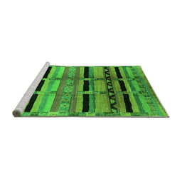 Sideview of Machine Washable Southwestern Green Country Area Rugs, wshurb1261grn