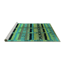 Sideview of Machine Washable Southwestern Turquoise Country Area Rugs, wshurb1261turq