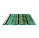 Sideview of Machine Washable Southwestern Turquoise Country Area Rugs, wshurb1261turq