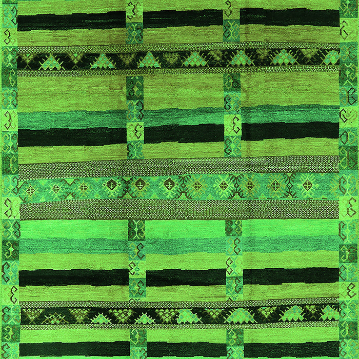 Machine Washable Southwestern Green Country Area Rugs, wshurb1261grn
