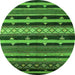 Round Machine Washable Solid Green Modern Area Rugs, wshurb1262grn