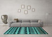 Machine Washable Solid Turquoise Modern Area Rugs in a Living Room,, wshurb1262turq