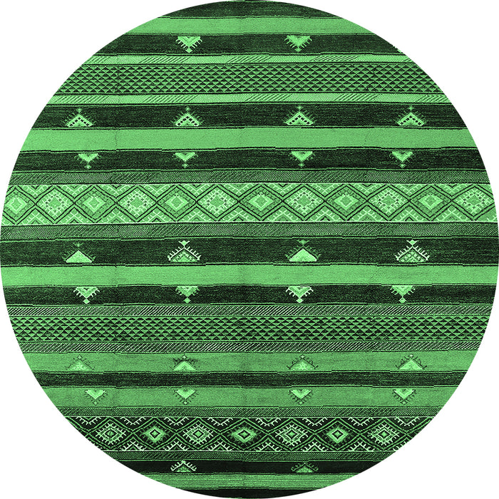 Round Machine Washable Solid Emerald Green Modern Area Rugs, wshurb1262emgrn