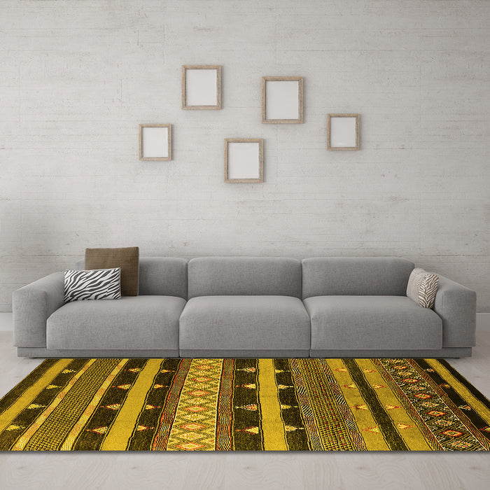 Machine Washable Solid Yellow Modern Rug in a Living Room, wshurb1262yw