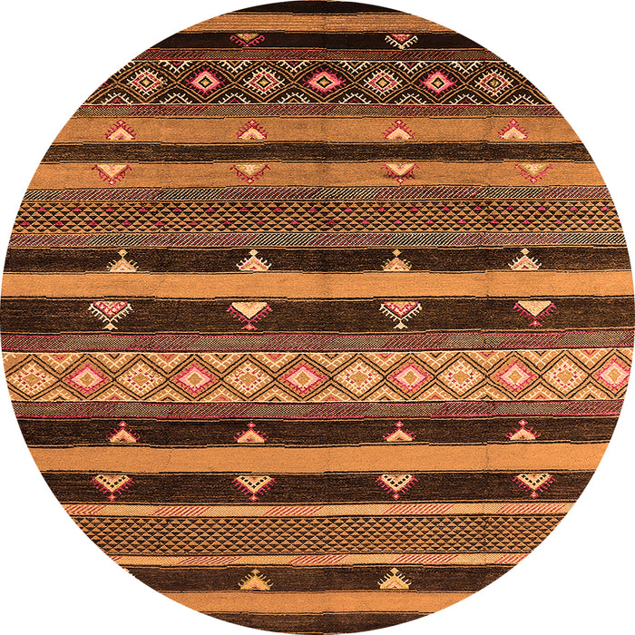 Round Machine Washable Solid Orange Modern Area Rugs, wshurb1262org