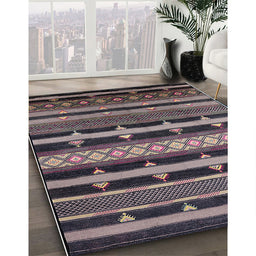 Mid-Century Modern Pink Solid Rug in Family Room, urb1262