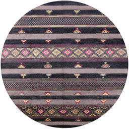 Round Mid-Century Modern Pink Solid Rug, urb1262