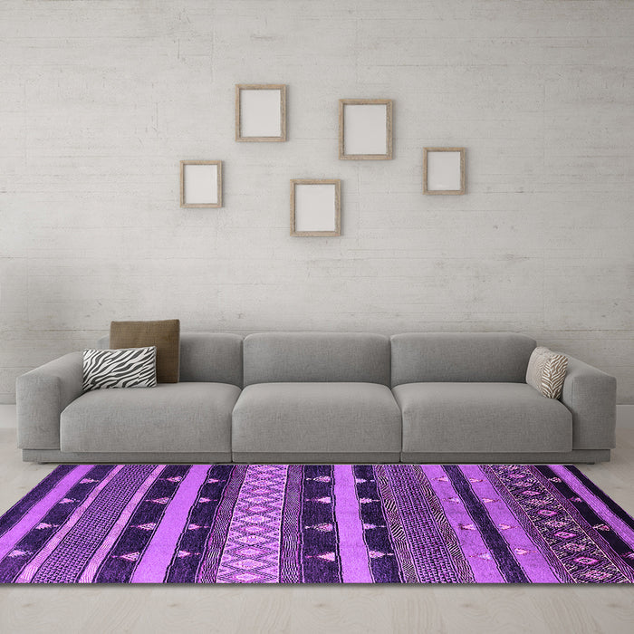 Machine Washable Solid Purple Modern Area Rugs in a Living Room, wshurb1262pur