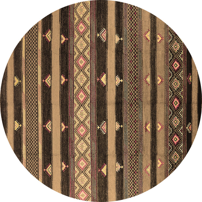 Round Solid Brown Modern Rug, urb1262brn