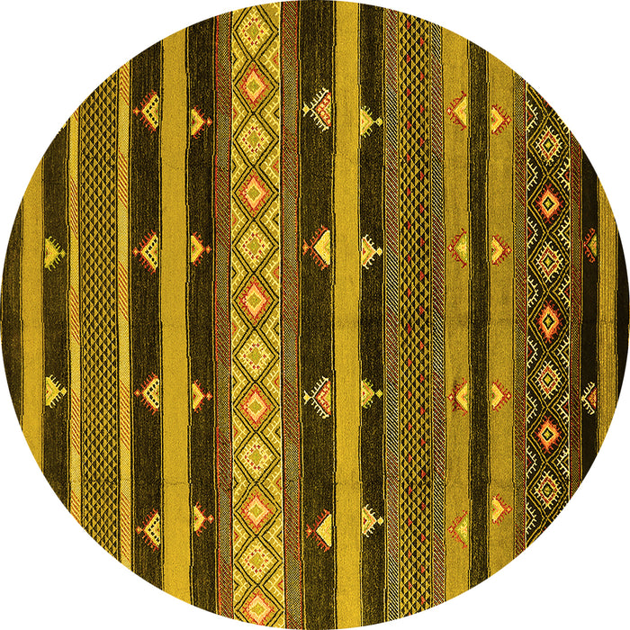 Round Machine Washable Solid Yellow Modern Rug, wshurb1262yw