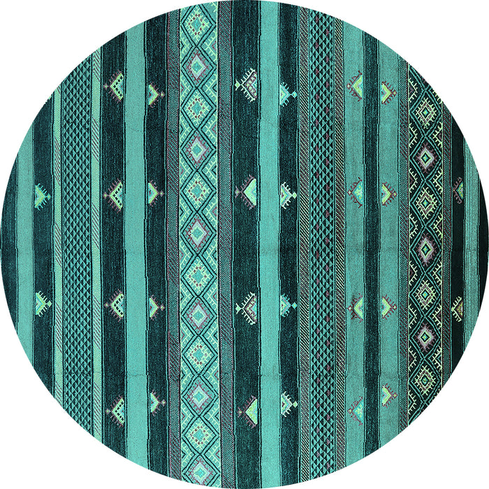Round Machine Washable Solid Turquoise Modern Area Rugs, wshurb1262turq