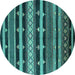 Round Machine Washable Solid Turquoise Modern Area Rugs, wshurb1262turq