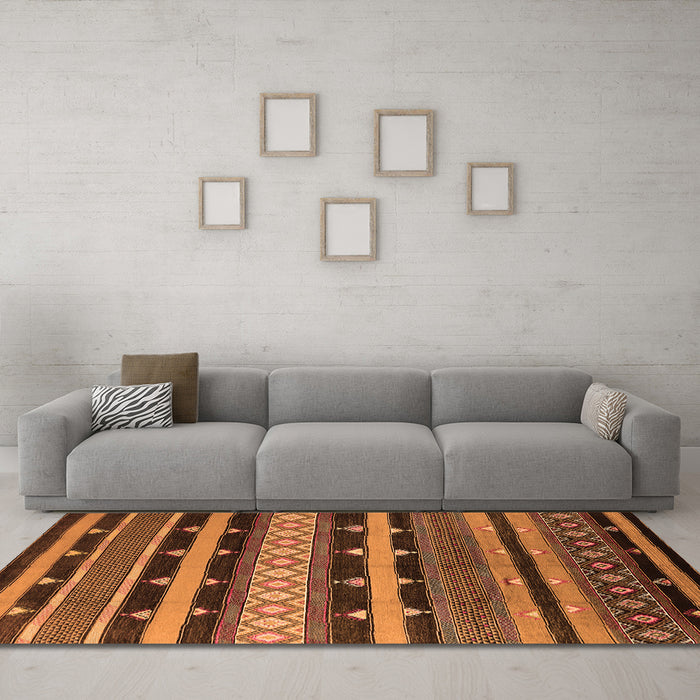 Machine Washable Solid Orange Modern Area Rugs in a Living Room, wshurb1262org