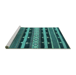 Sideview of Machine Washable Solid Turquoise Modern Area Rugs, wshurb1262turq