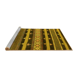 Sideview of Machine Washable Solid Yellow Modern Rug, wshurb1262yw