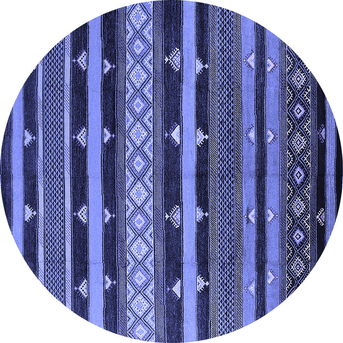 Round Machine Washable Solid Blue Modern Rug, wshurb1262blu