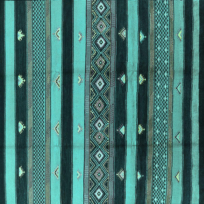 Square Solid Turquoise Modern Rug, urb1263turq