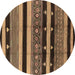 Round Solid Brown Modern Rug, urb1263brn