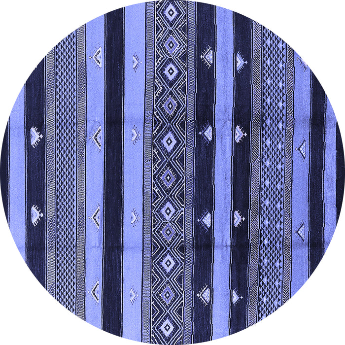 Round Machine Washable Solid Blue Modern Rug, wshurb1263blu